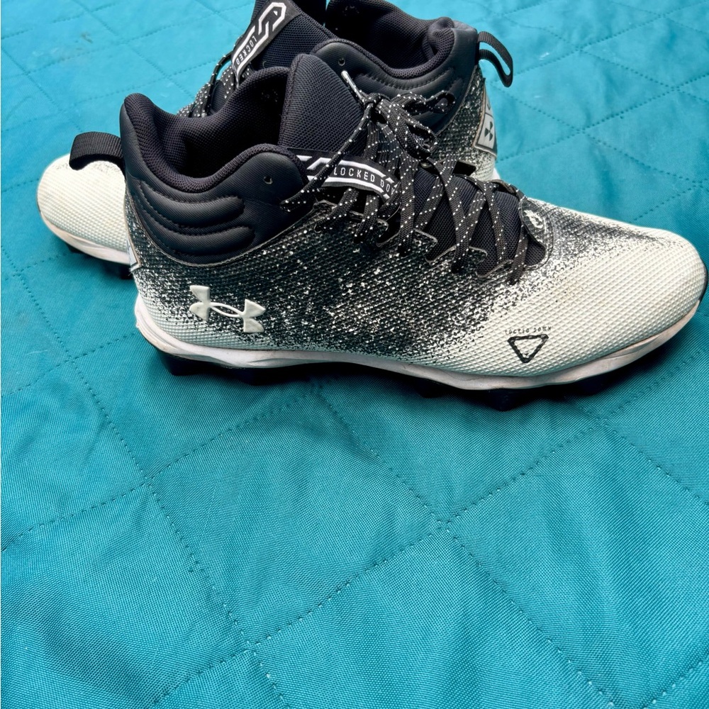 Under Armour Black and White High-Top Baseball Cleats